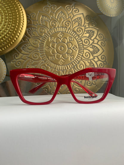 Kelinse Clara occhiale da vista rosso celluloide cat eye