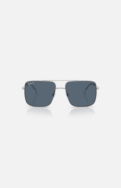 Ray-Ban Ari RB3758 0032V occhiale da sole metallo argento lenti blu frontale