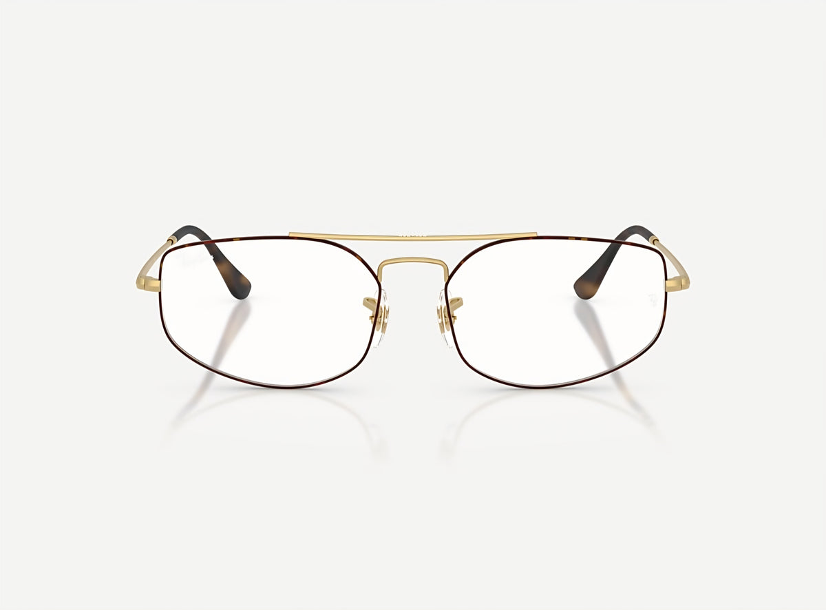 Montatura Ray-Ban RB 6545 Explorer 5 in metallo tartarugato con dettagli oro fronte